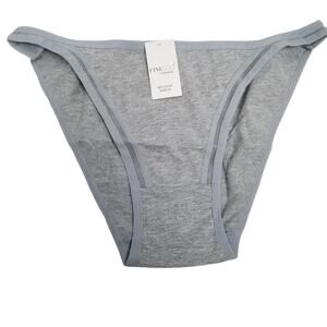 FineToo Women's Bikini Underwear #3372P Gray Netting Insert  Front Leg Sz XL